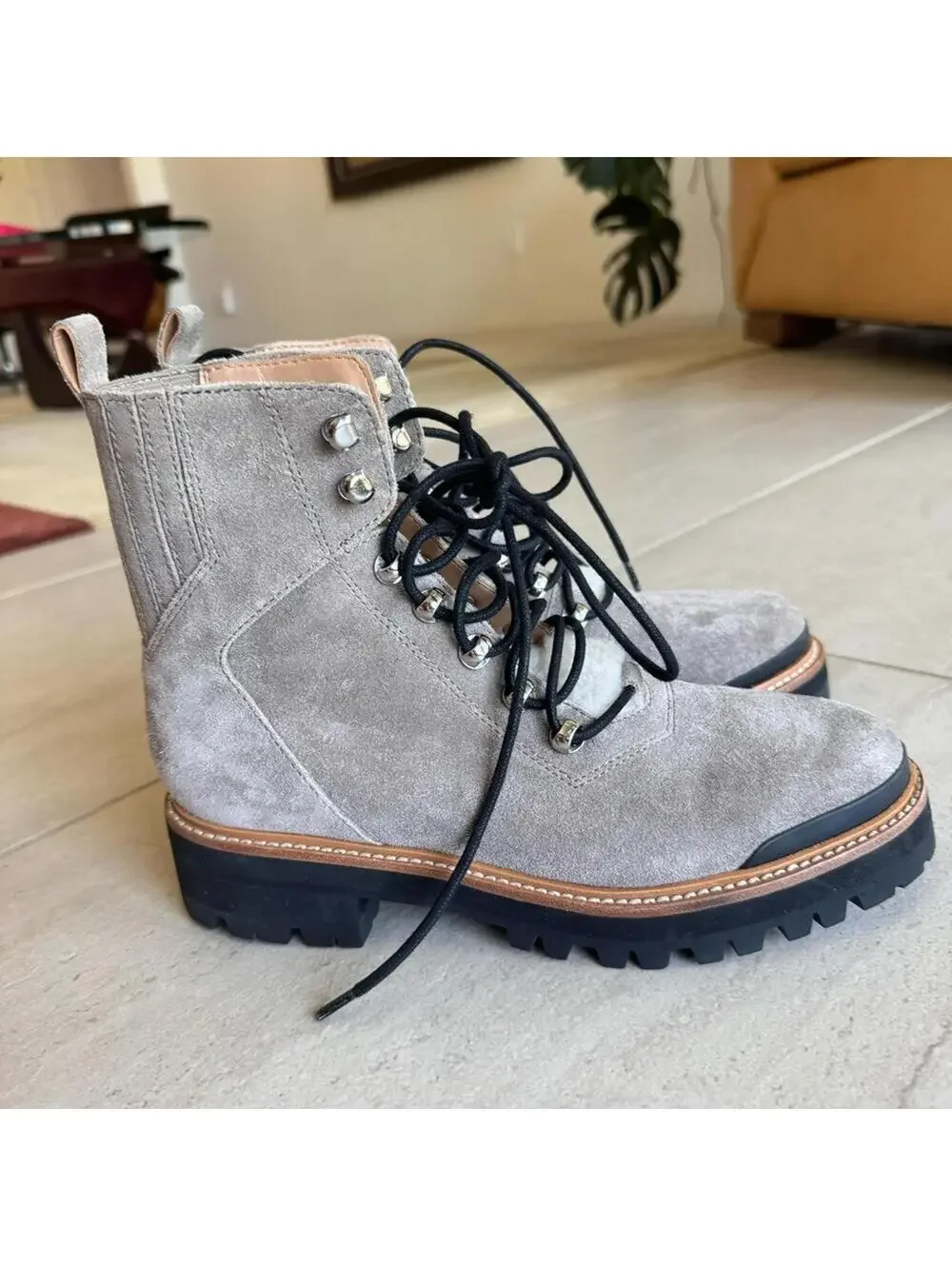 Mark Fisher LTD Izzie Genuine Shearling Lug Sole Laceup Boots Bootie Size 8